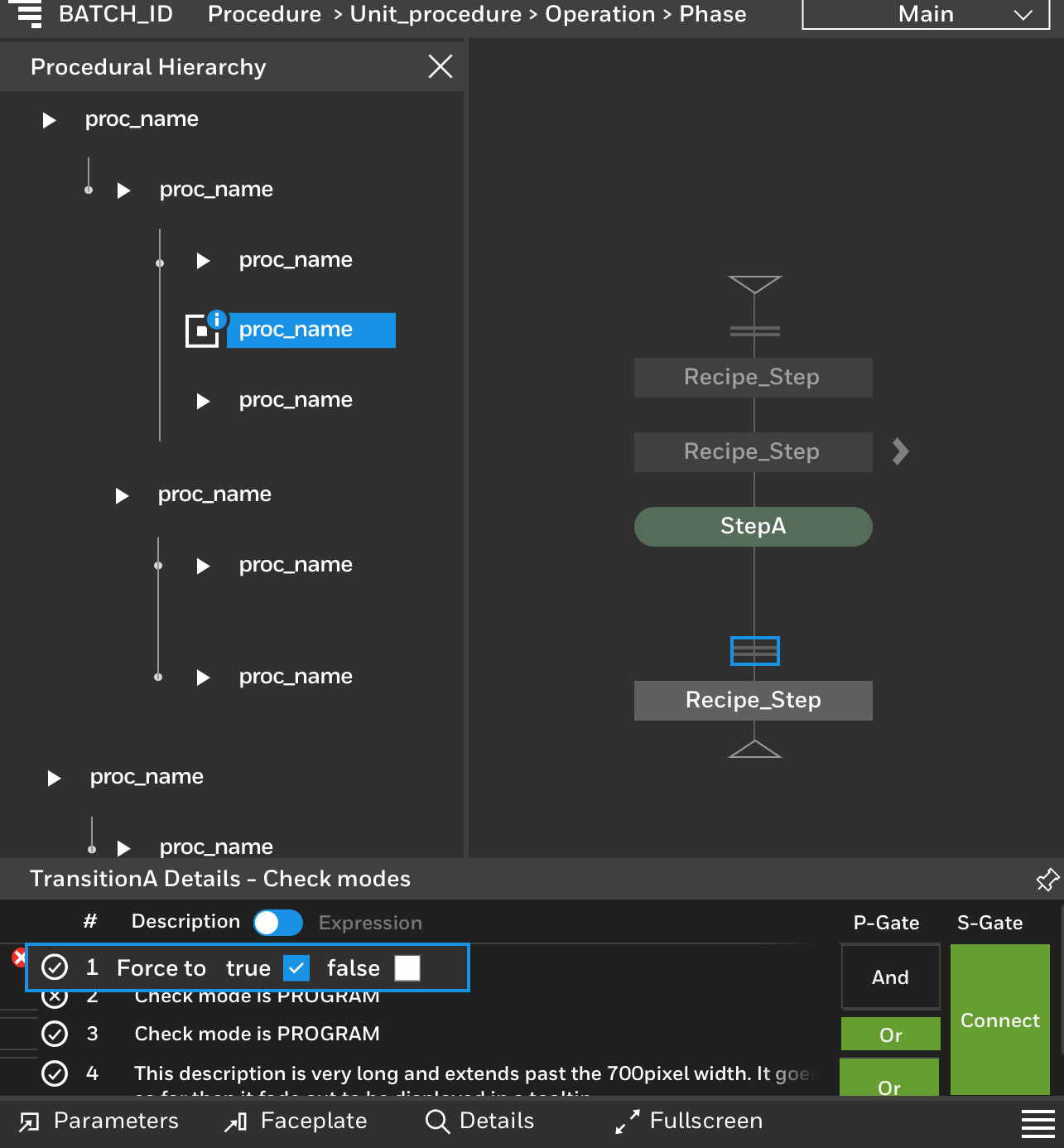 Toggle button to switch between description and expressions